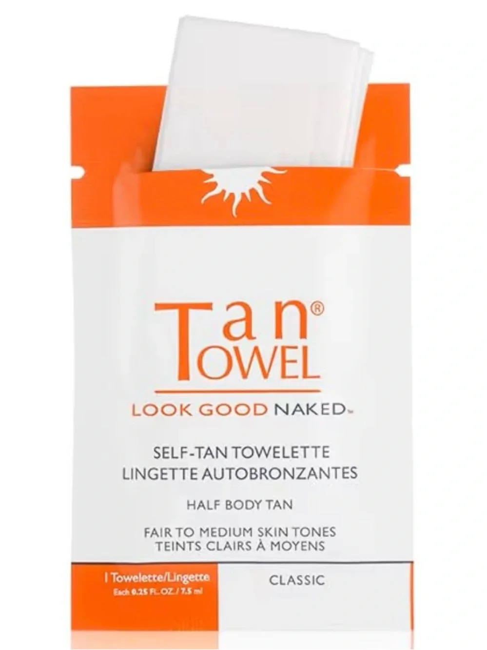 Tan Towel Self Tan Towelettes Classic 10 Count Face Body Sunless Tanner Wipes